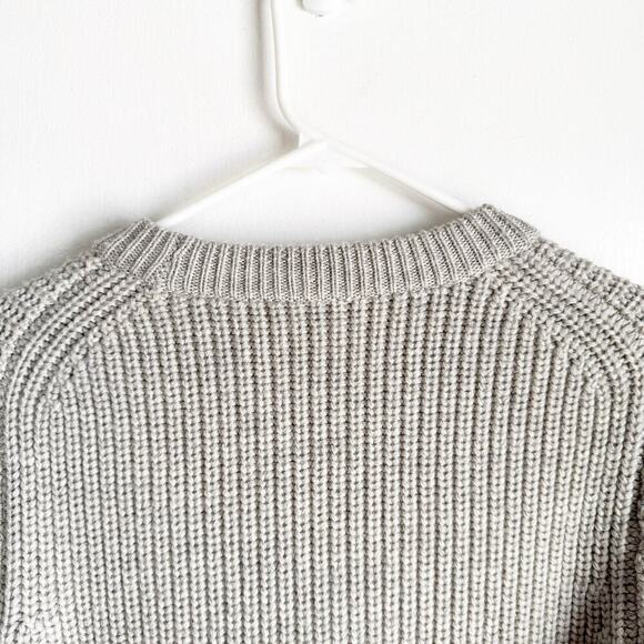 J. Crew Collection Crewneck 100% Wool Lace Detail Sweater Cozy Chic Gray Size M - Picture 11 of 13